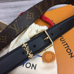 LV BLOOM 30MM BELT BLACK CALFSKIN GOLD HARDWARE