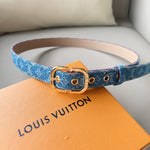 LV30MM BELT LIGHT BLUE MONOGRAM DENIM GOLD HARDWARE