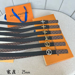 LV CIRCLE 25MM REVERSIBLE BELT IN BROWN DAMIER CALFSKIN GOLD HARDWARE