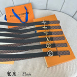 LV FLOWERGRAM 25 MM REVERSIBLE BELT IN BROWN DAMIER CALFSKIN SILVER HARDWARE