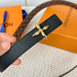 LV FLOWERGRAM 25 MM REVERSIBLE BELT IN BROWN DAMIER CALFSKIN GOLD HARDWARE