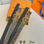 LV MEDIUM 25 MM BELT IN BLACK CALFSKIN GOLD HARDWARE