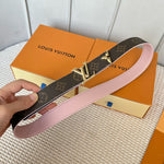 PRETTY LV 30MM REVERSIBLE BELT IN LIGHT PINK CALFSKIN GOLD HARDWARE