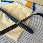 LV S-LOCK BELT 20 MM TAUPE BROWN MONOGRAM AND BLACK CALFSKIN GOLD HARDWARE