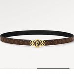 LV S-LOCK BELT 20 MM TAUPE BROWN MONOGRAM AND BLACK CALFSKIN GOLD HARDWARE