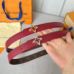 LVMINI FLOWERGRAM 30MM REVERSIBLE BELT IN BLOOD RED CALFSKIN SILVER HARDWARE