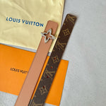 LVMINI FLOWERGRAM 30MM REVERSIBLE BELT IN BUFF BROWN CALFSKIN SILVER HARDWARE