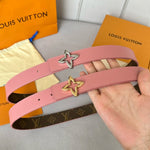 LVMINI FLOWERGRAM 30MM REVERSIBLE BELT IN BLUSH PINK CALFSKIN SILVER HARDWARE