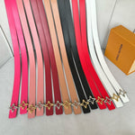 LVMINI FLOWERGRAM 30MM REVERSIBLE BELT IN CHERRY RED CALFSKIN SILVER HARDWARE